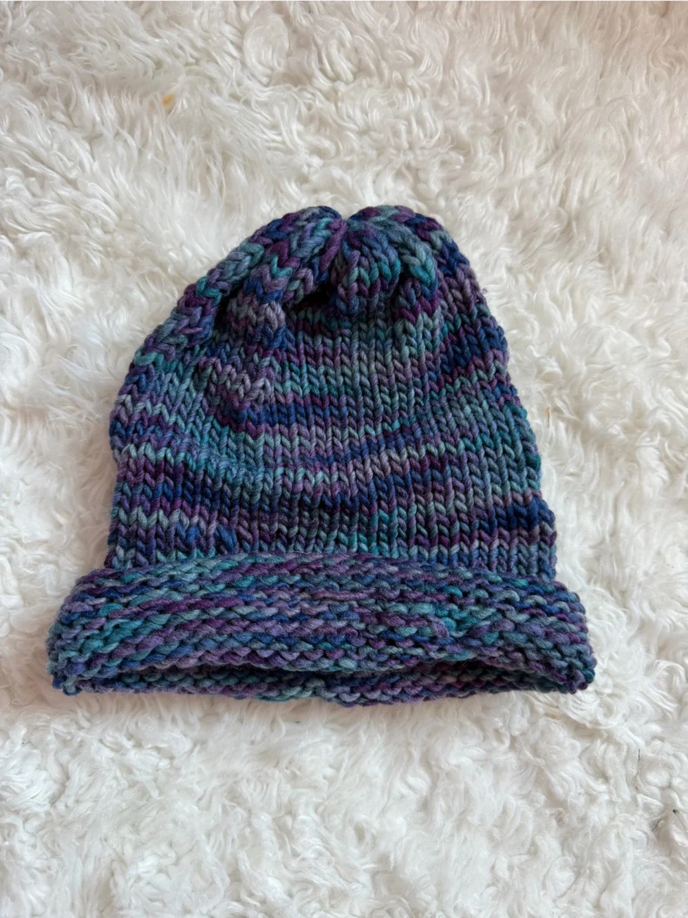 Handknit Beanie Hand dyed Merino Wool - Aurora